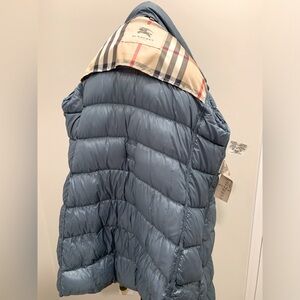 BLUE BURBERRY TRENCH PUFFER COAT